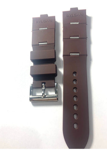Pulseira Bvlgari Marrom Detalhes Prateado 24mm