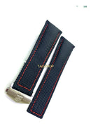 Pulseira Tag Heuer 24x22 Preta com Costura Amarela e Fecho Prata