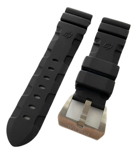 Pulseira Panerai Submersible Borracha 22mm Preta Fecho Aço
