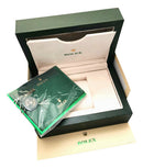 Caixa, estojo, certificado e manual Rolex completos.