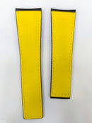 Pulseira de Couro Preta/Amarela 24mm Top para Relógio Tag Heuer