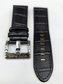 Pulseira Montblanc Couro Preto  24mm Completo