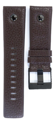Pulseira Diesel 28mm Couro Marrom - Parafuso E Fivela Preto