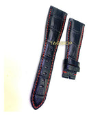 Pulseira Gaga Milano 24mmx16mm Preto Costura Vermelha Couro