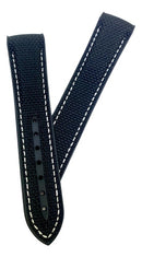 Pulseira Omega Nylon 20x18mm Preta Costura Branca