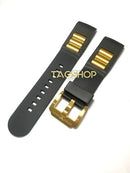 Pulseira Armani Borracha Preta Detalhe Dourado 22mmx22mm