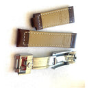 Pulseira Rolex Marrom 20mm Couro Com Fecho Aço