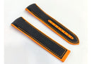 Pulseira- Omega Silicone Nylon Preto Laranja 20mm