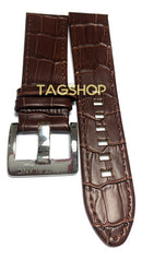 Pulseira-mont Blanc Marron Couro 24mm Fecho Aço
