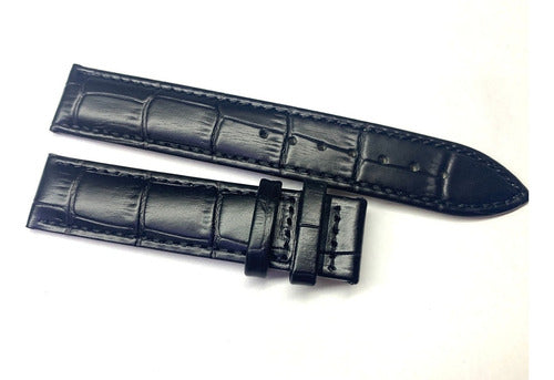 Pulseira Omega 18mm Couro Genuíno Preto