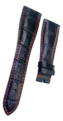 Pulseira Gaga Milano 24x16mm Couro Preta com Costura Vermelha