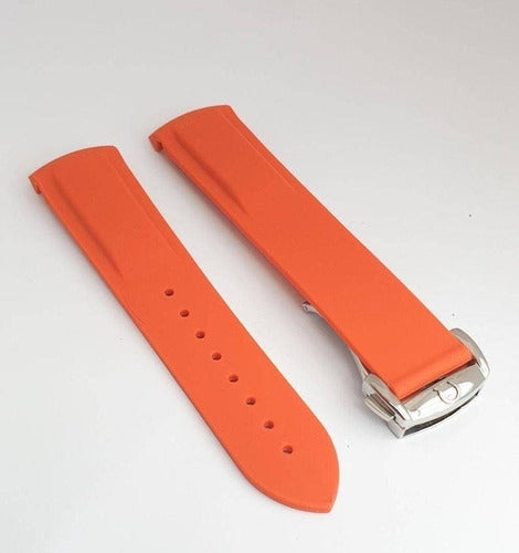 Pulseira Omega Silicone 20mm Laranja Seamaster Planet Ocean