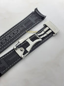 Pulseira Omega de Nylon 20mm Preta com Fecho de Aço