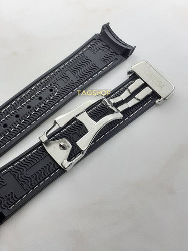 Pulseira-omega Nylon 20mm Preta Fecho Aço