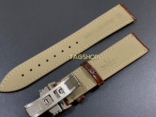 Pulseira-omega Couro Marrom 18mmx20mm Fecho Aço