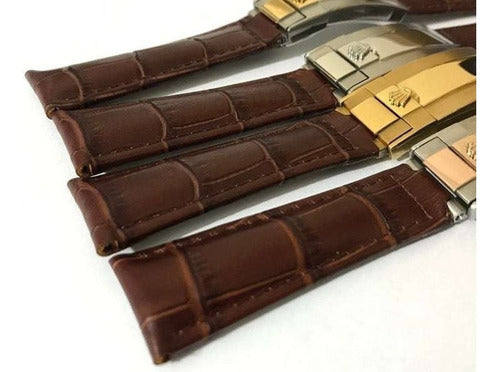 Pulseira Rolex Couro Marrom 20mm Completo