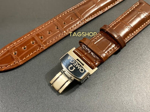 Pulseira-omega Couro Marrom 18mmx20mm Fecho Aço