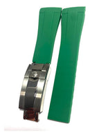 Pulseira de borracha Rubber B verde de 20mm, completa para Rolex.