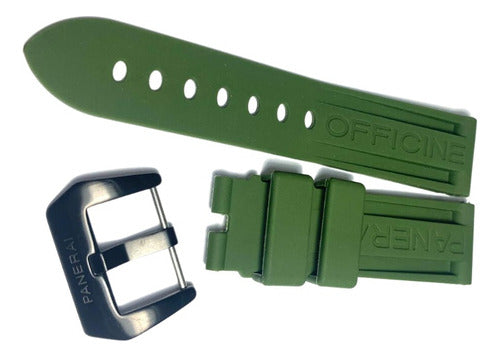 Pulseira Panerai Italy 24mm Verde Militar Com Fecho Preto
