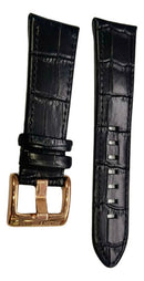 Pulseira Montblanc 24mm Preta de Couro com Fecho Rosê