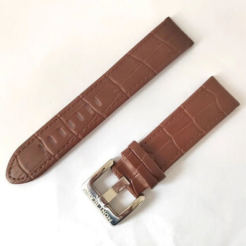 Pulseira Mont Blanc Couro Crocodilo 22mm Marrom