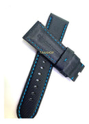 Pulseira Panerai Couro Preto Costura Azul 24mmx22mm