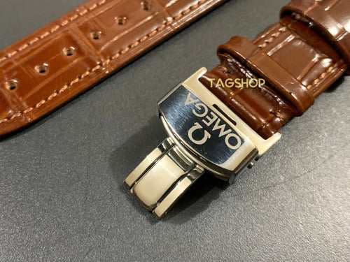 Pulseira-omega Couro Marrom 18mmx20mm Fecho Aço