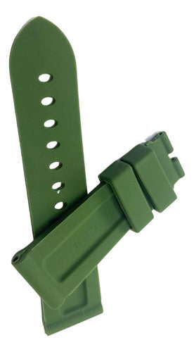 Pulseira Panerai Italy 24mm Verde Militar Com Fecho Preto