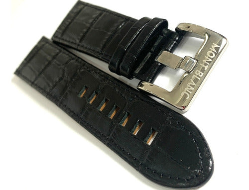 Pulseira Mont Blanc Preta Couro 24mm Original