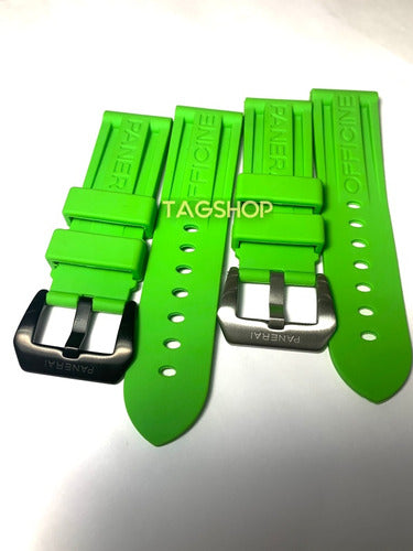 Pulseira Panerai Verde Claro 24mmx22mm Borracha Fecho Aço