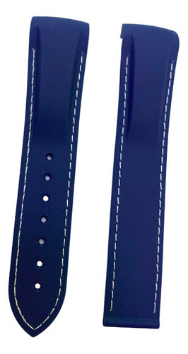 Pulseira Omega Azul Costura Branca 20x18mm Resistente