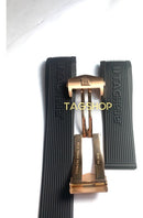 Pulseira Tag Heuer Preta de Borracha 24mmx20mm com Fecho Dourado