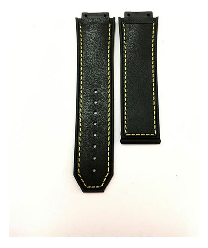 Pulseira Para Relogio Hublot Costura Amarela