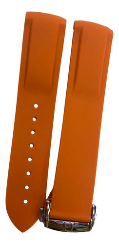 Pulseira Omega Laranja 20x18mm Borracha Com Fecho Aço