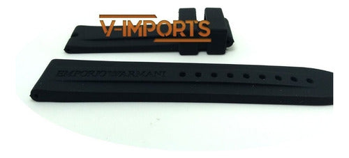 Pulseira De Silicone Preta 23mm Para Relogio Armani Ar0527