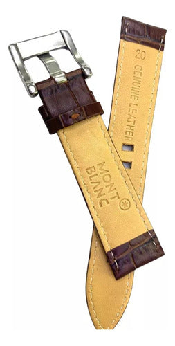 Pulseira Mont Blanc Marrom 20mm Couro Fecho Aço