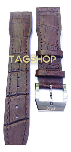 Pulseira Iwc Couro Marrom 20mmx18mm Fecho Aço