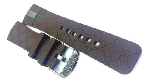 Pulseira Gucci Marrom 26mm Borracha Com Fecho