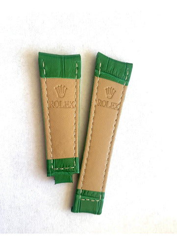 Pulseira Rolex Couro Genuíno 20mm Verde