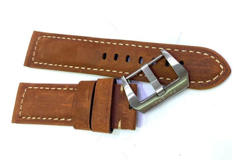Pulseira Panerai Couro Genuíno Pesado 24mm Completo