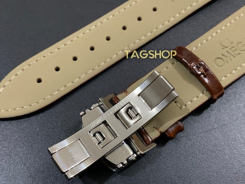 Pulseira-omega Couro Marrom 18mmx20mm Fecho Aço