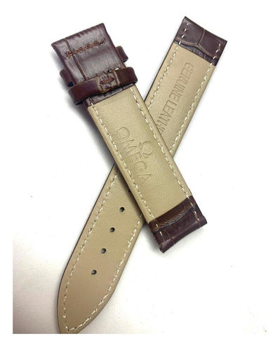 Pulseira Omega Marrom 18mm Fecho Deployant