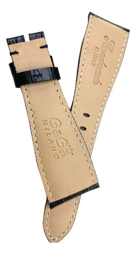 Pulseira Gaga Milano 24x16mm Couro Genuíno Preto