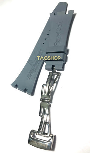Pulseira Audemars Piguet Cinza 28mmx17mm Borracha Fecho Aço