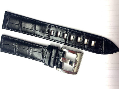 Pulseira 20mm Mont Blanc Couro Preto