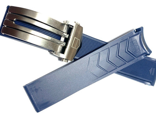 Pulseira Tag Heuer Azul 21.5mm Fecho Prata