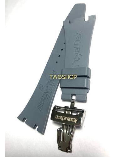 Pulseira Audemars Piguet Cinza 28mmx17mm Borracha Fecho Aço