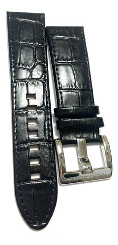 Pulseira Mont Blanc Preta Couro 24mm Original
