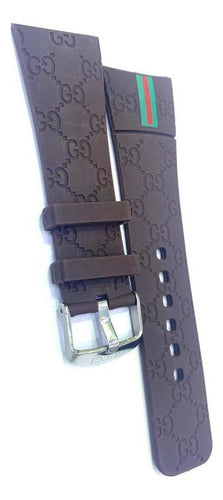 Pulseira Gucci Marrom 26mm Borracha Com Fecho