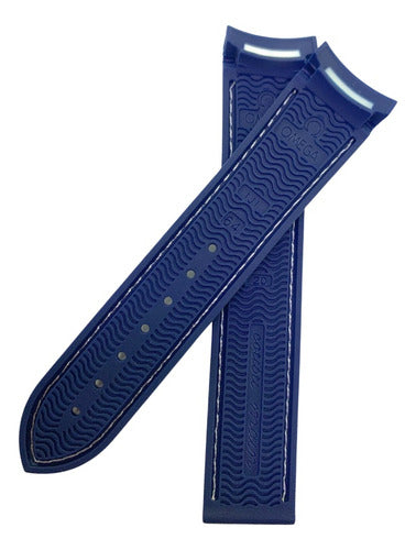 Pulseira Omega Azul Costura Branca 20x18mm Resistente